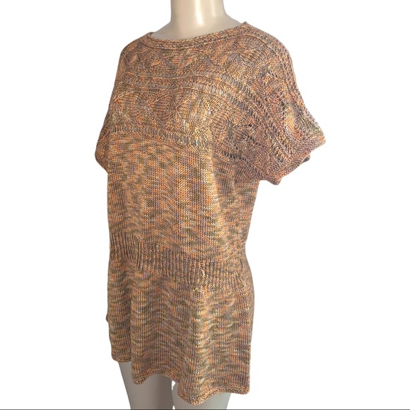 Handmade Boho Brown Orange Crochet Knitted Sweater Mini Dress or Tunic Top - Picture 2 of 4